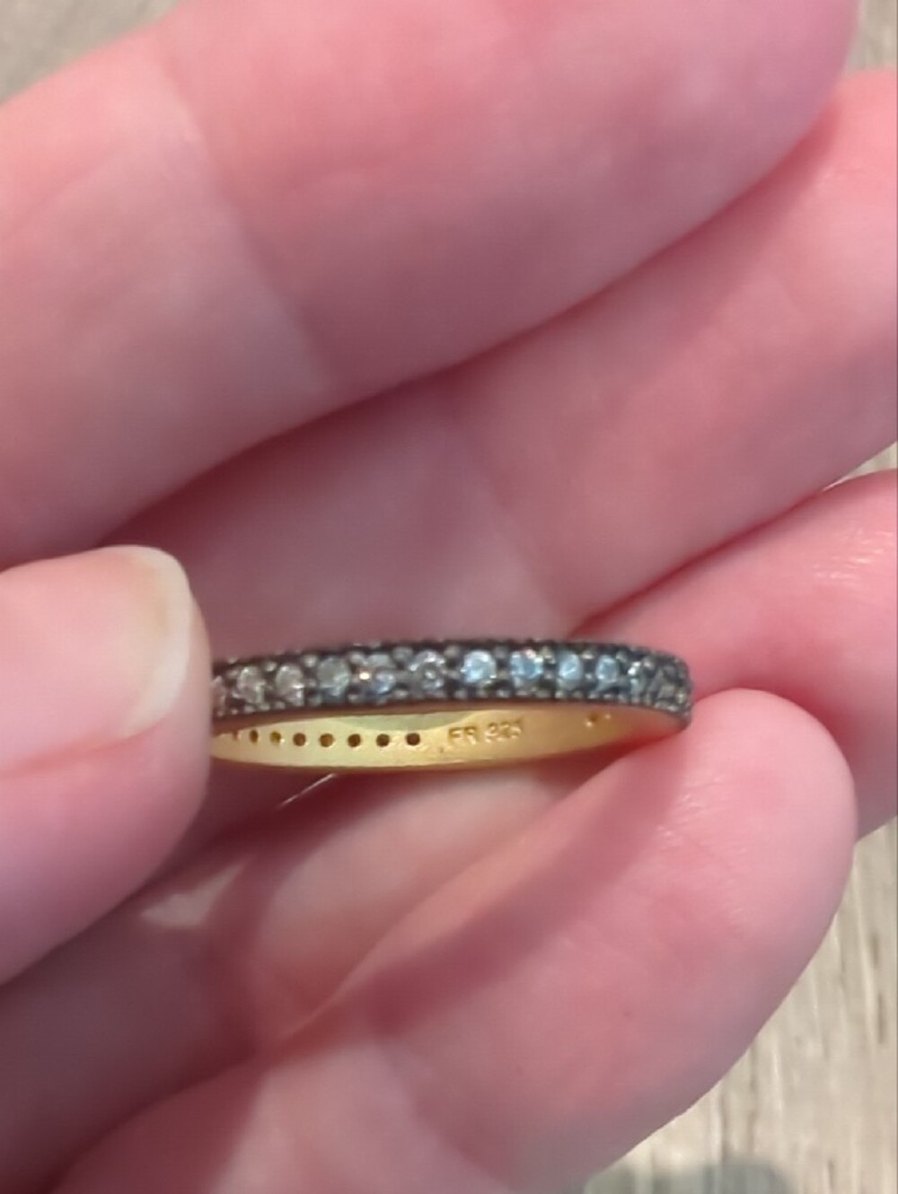 Freida Rothman FR 925 Sterling Pave Stacker Ring Black And Gold NWT - Picture 4 of 6